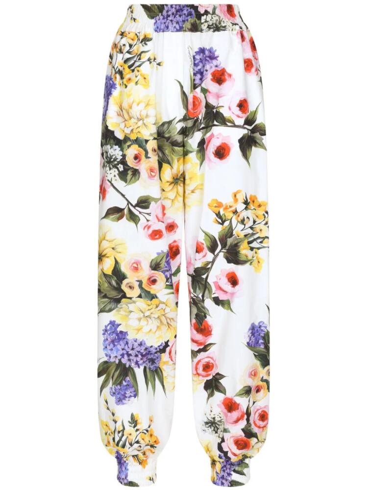 Dolce & Gabbana floral-print cotton track pants - White Cover