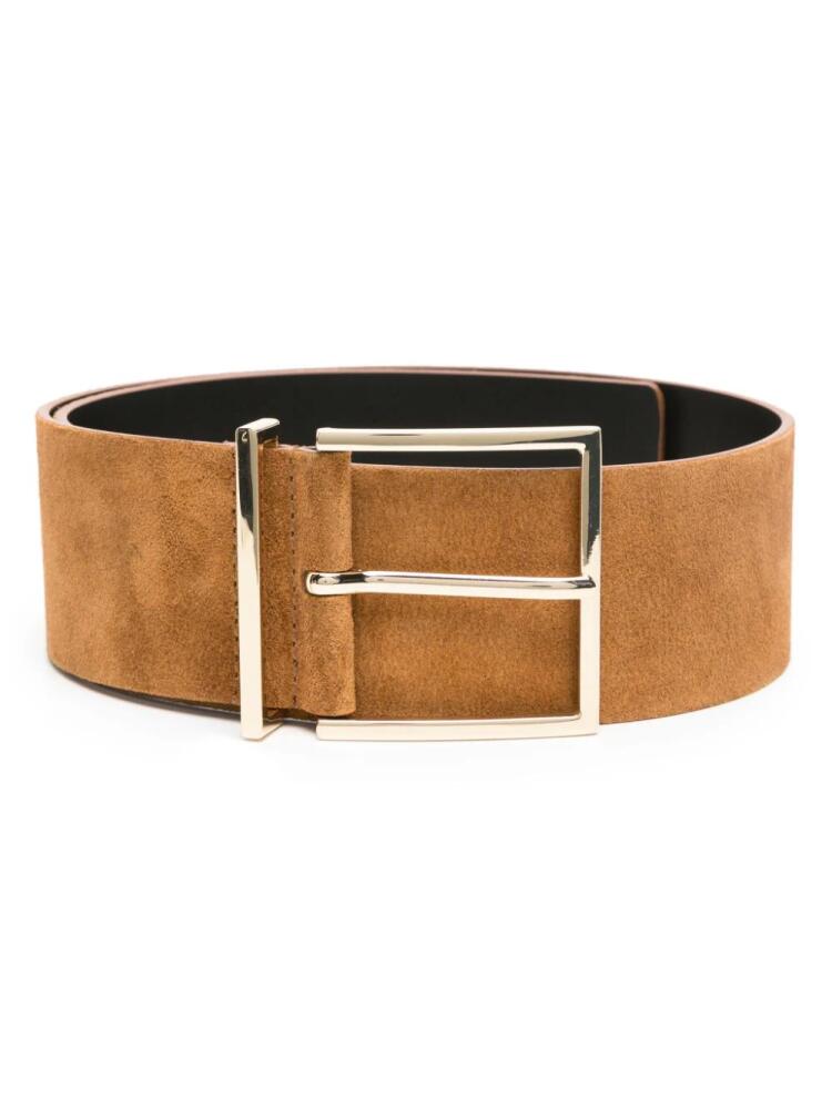 SANDRO buckle-fastening suede belt - Brown Cover