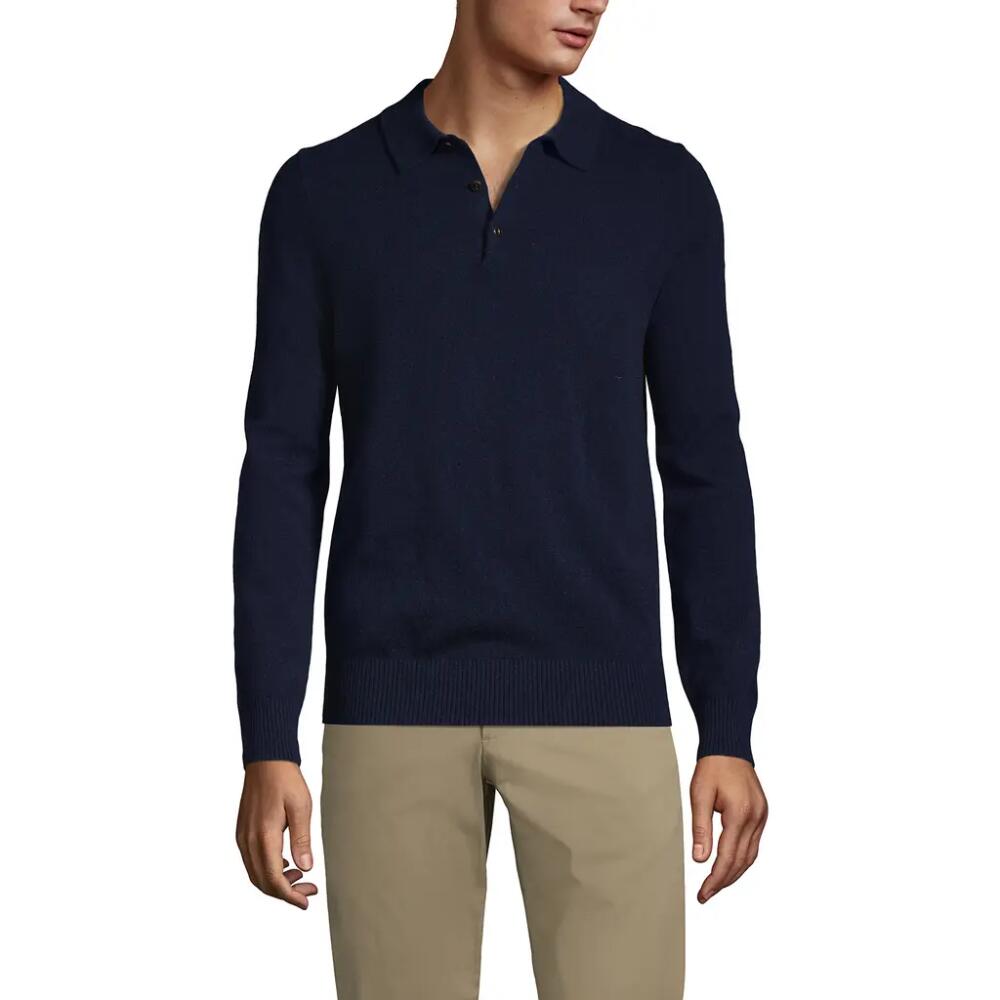 Lands' End Long Sleeve Cashmere Sweater Polo in Radiant Navy Cover