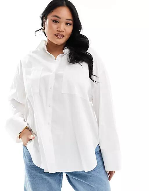 COLLUSION Plus poplin oversized shirt in white Cover