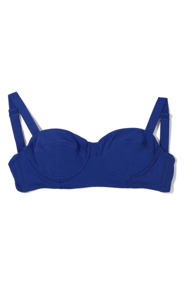 Hanky Panky Balconette Bikini Top in Poolside Blue Solid Cover