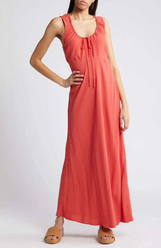 Treasure & Bond Ruched Bias Cut Maxi Dress in Red Cranberry Cover