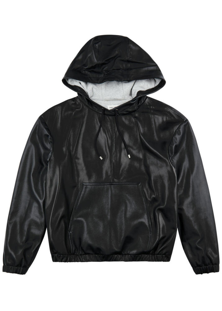 Saint Laurent Hooded Leather Sweatshirt - Black Cover