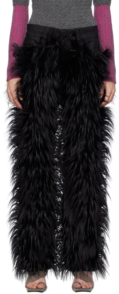 Paula Canovas Del Vas SSENSE Exclusive Black Faux-Fur Jeans Cover