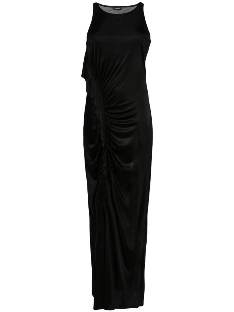 Atlein single-sleeve ruched gown - Black Cover