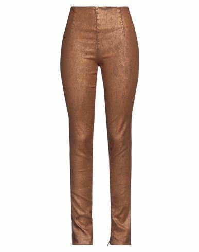 Masnada Woman Pants Brown Linen, Viscose, Elastane Cover