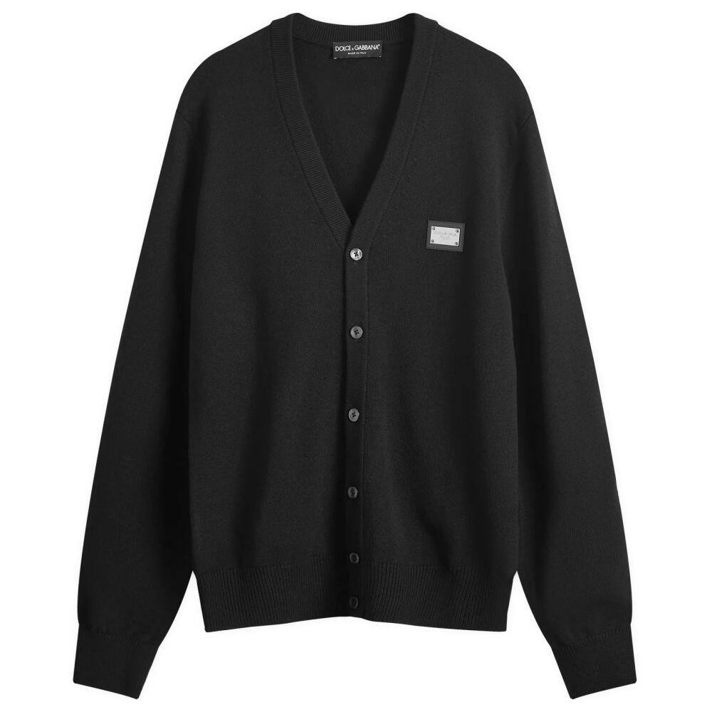 Dolce & Gabbana Men's Plate Knitted Cardigan in Black Cover