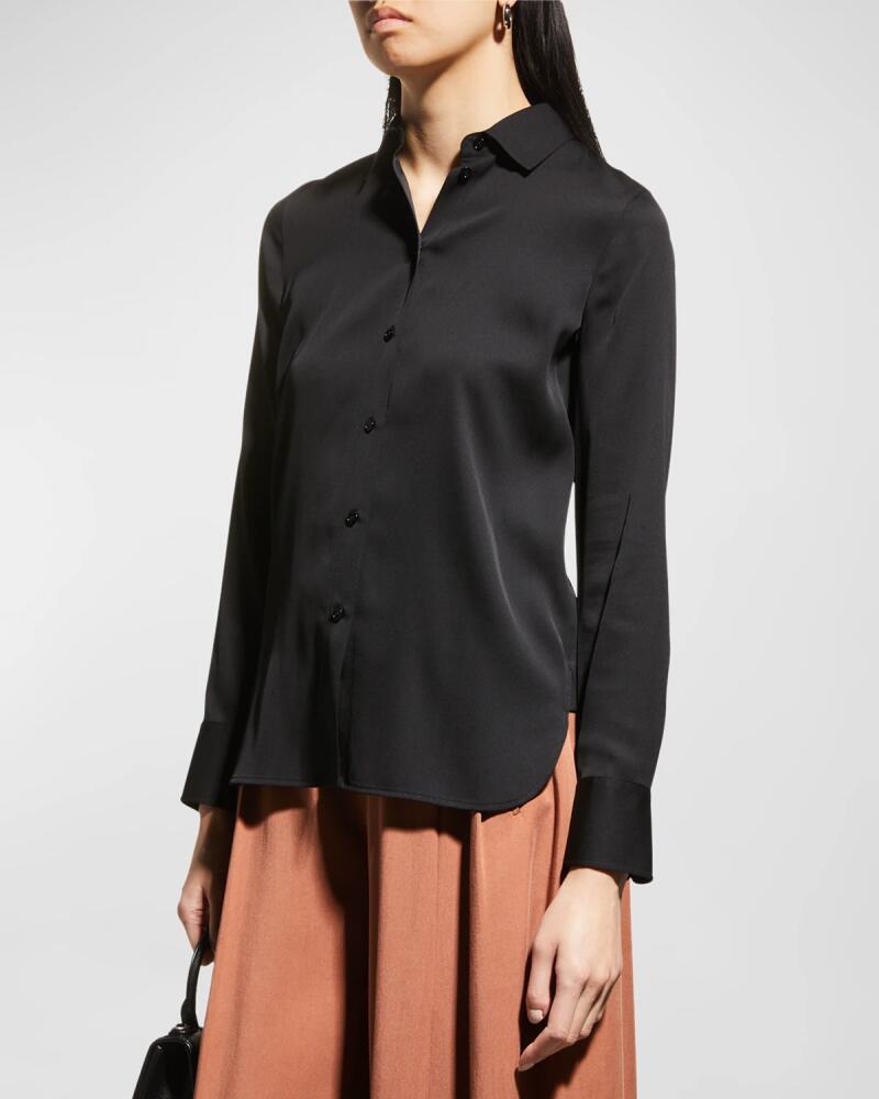 Vince Slim-Fit Long-Sleeve Stretch-Silk Blouse Cover