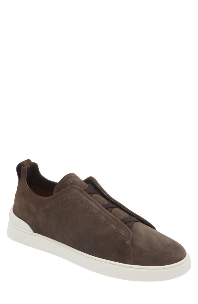 ZEGNA Triple Stitch Low Top Sneaker in Dark Brown Cover