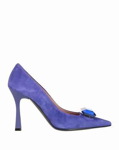 Ovye' By Cristina Lucchi Woman Pumps Bright blue Leather Cover