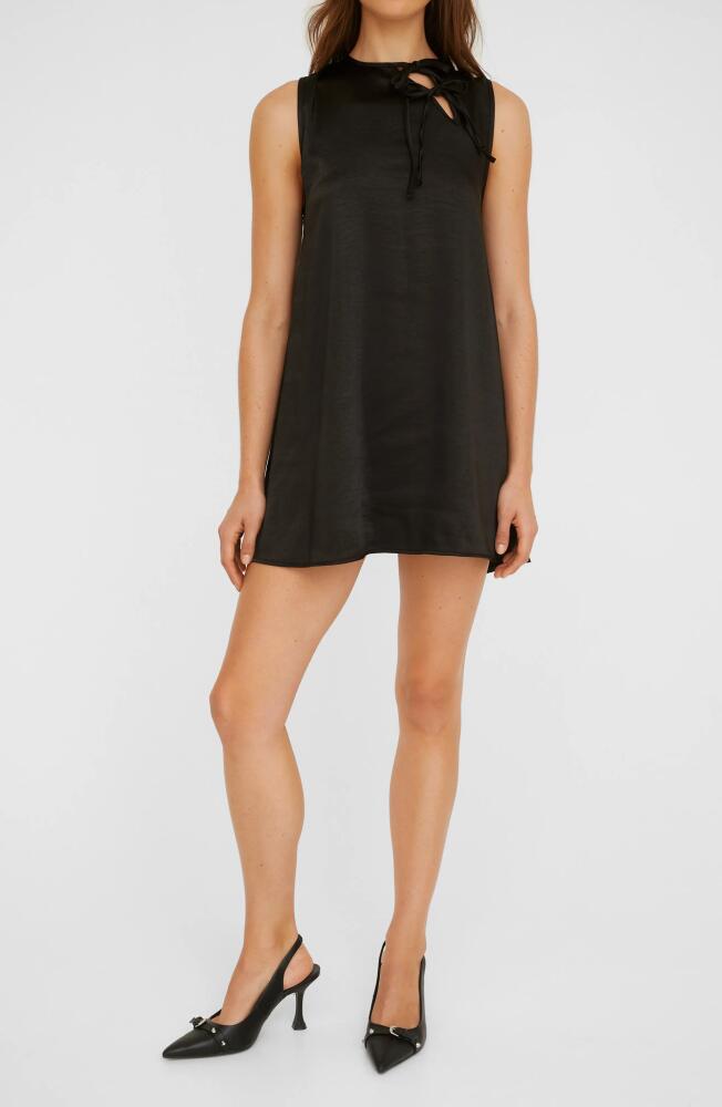 NASTY GAL Tie Detail Satin Shift Minidress in Black Cover