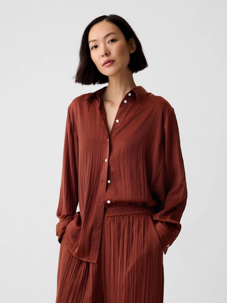 Gap Pleated Satin Boyfriend Shirt Cover