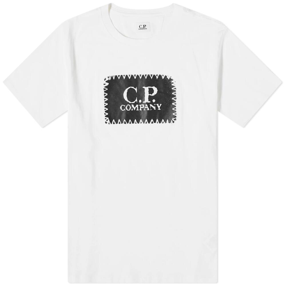 C.P. Company Men's 30/1 Jersey Label Style Logo T-Shirt in Gauze White Cover