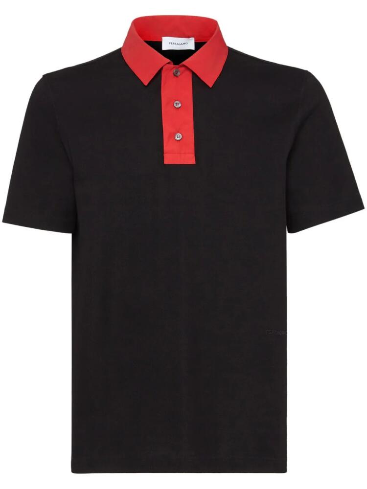 Ferragamo contrasting-collar cotton polo shirt - Black Cover