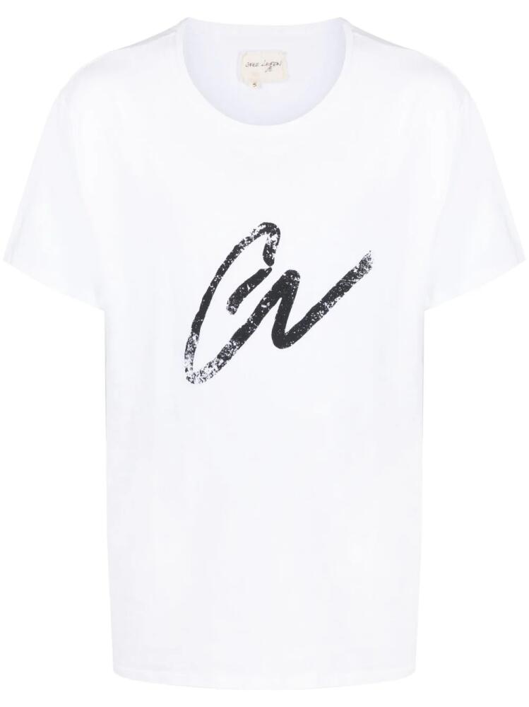 Greg Lauren logo-print cotton T-shirt - White Cover