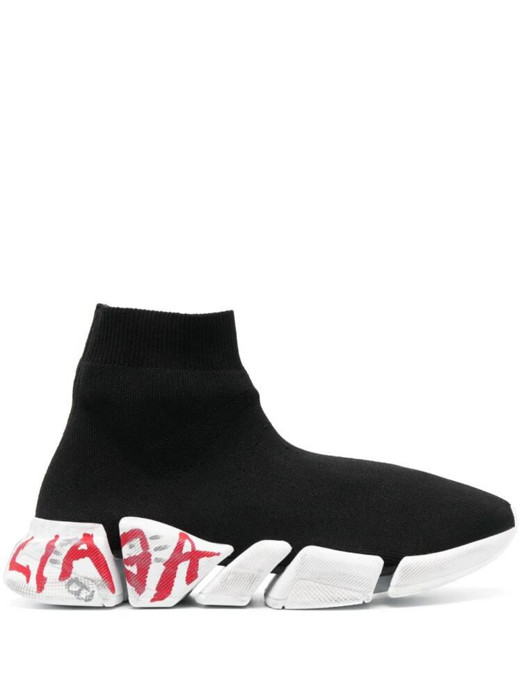 Balenciaga Speed graffiti-print sneakers - Black Cover