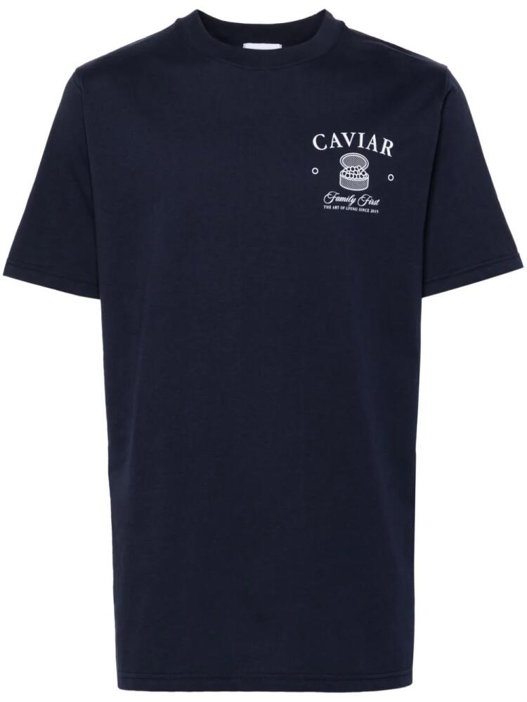 Family First Caviar-print cotton T-shirt - Blue Cover