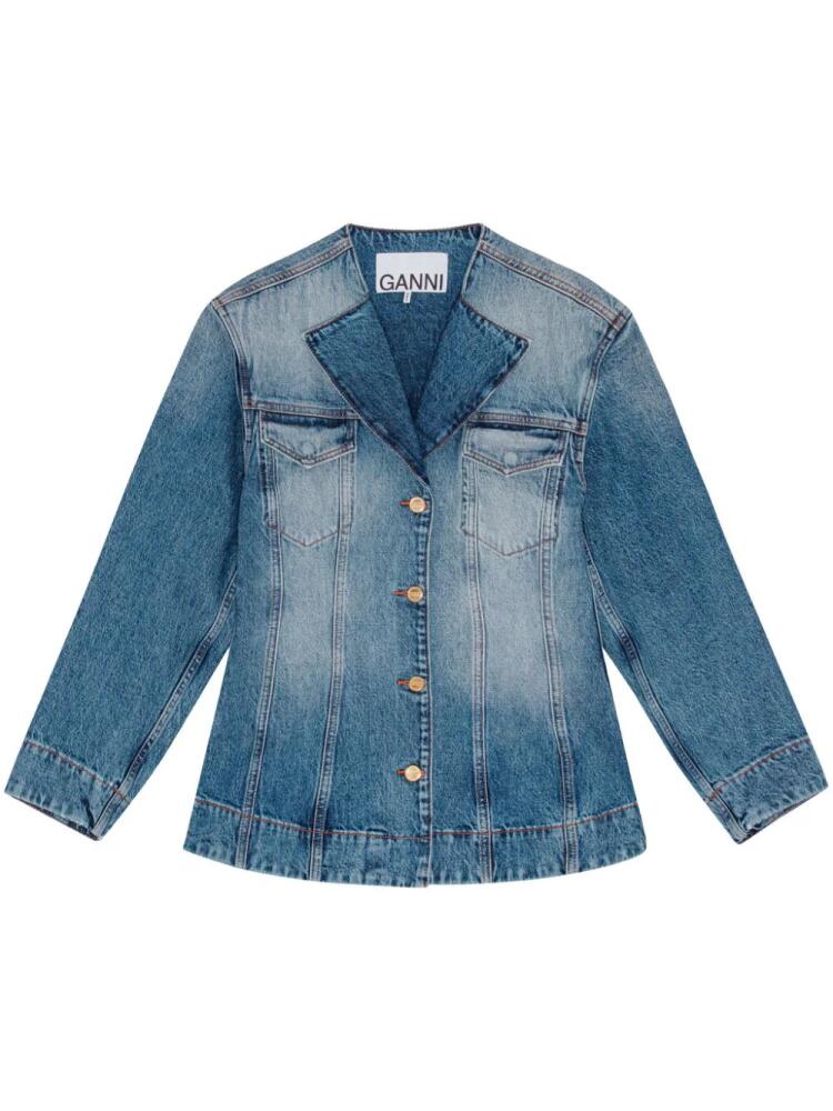 GANNI raw-cut denim blazer - Blue Cover