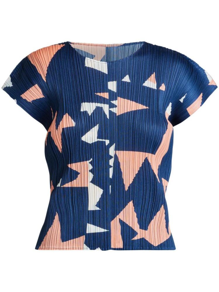 Pleats Please Issey Miyake geometric-print T-shirt - Blue Cover