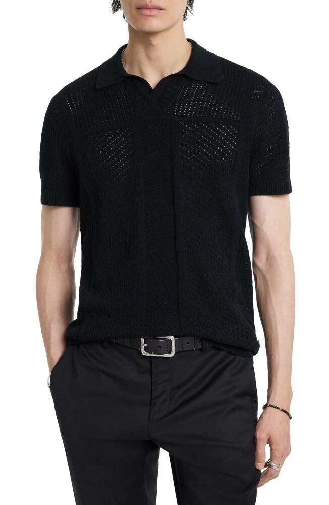 John Varvatos Theo Pointelle Polo Sweater in Black Cover