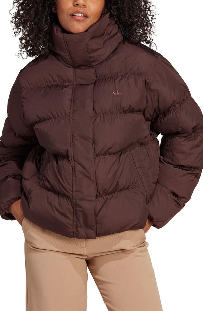 adidas Originals Crop Puffer Jacket in Shadow Brown Cover