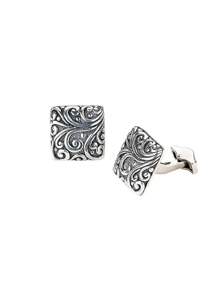 Eli Pebble Men's Garland Square Sterling Silver Cuff Links Cover