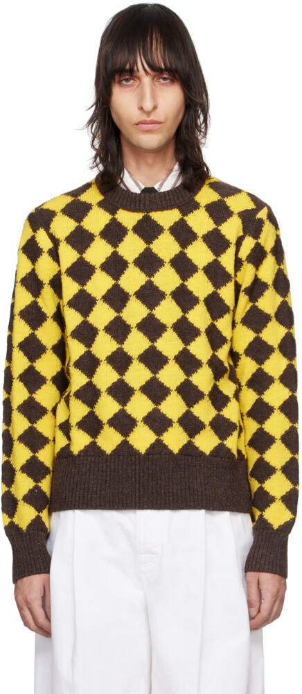 Bottega Veneta Brown & Yellow Argyle Sweater Cover