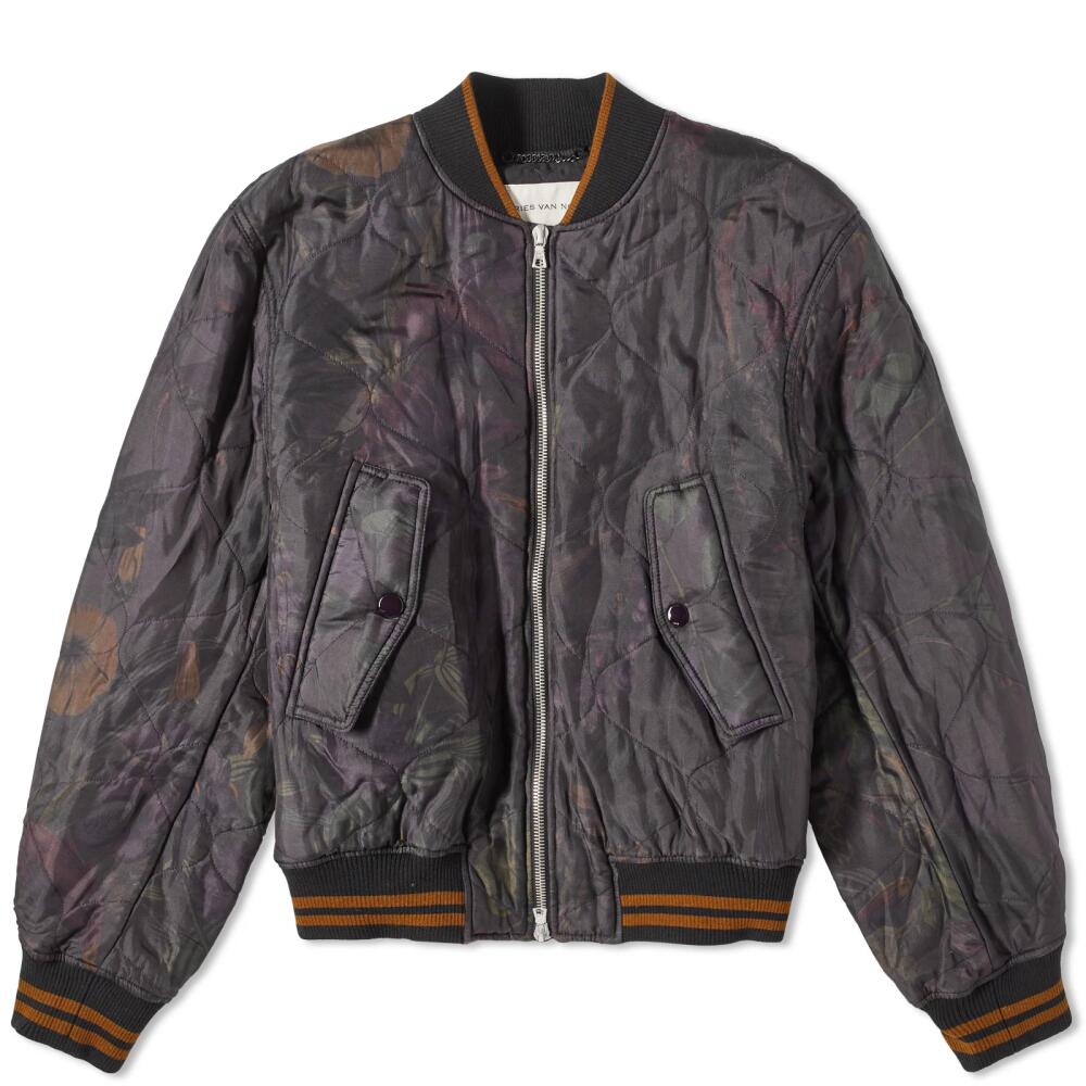 Dries Van Noten Men's Verso Floral Print Bomber Jacket in Navy Cover