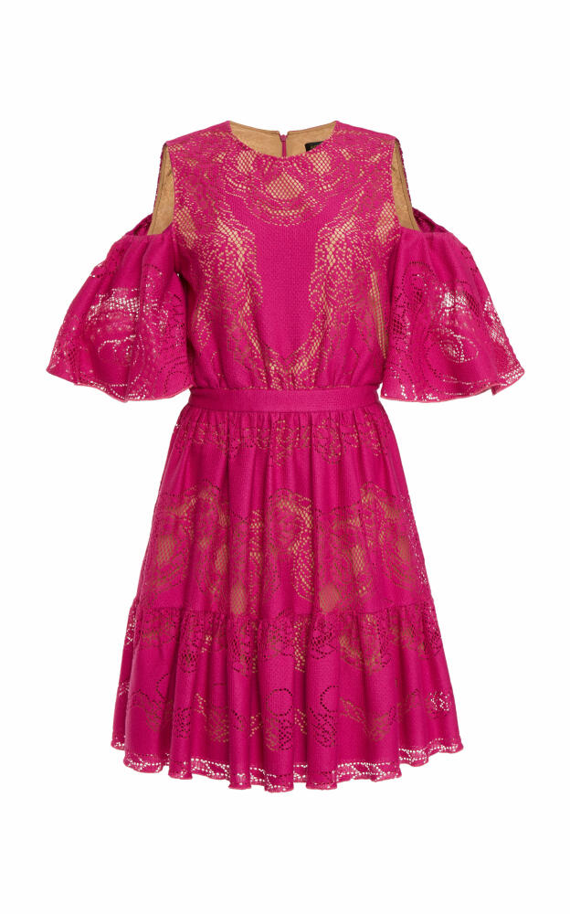 Zuhair Murad - Cotton-Blend Lace Mini Dress - Pink Cover