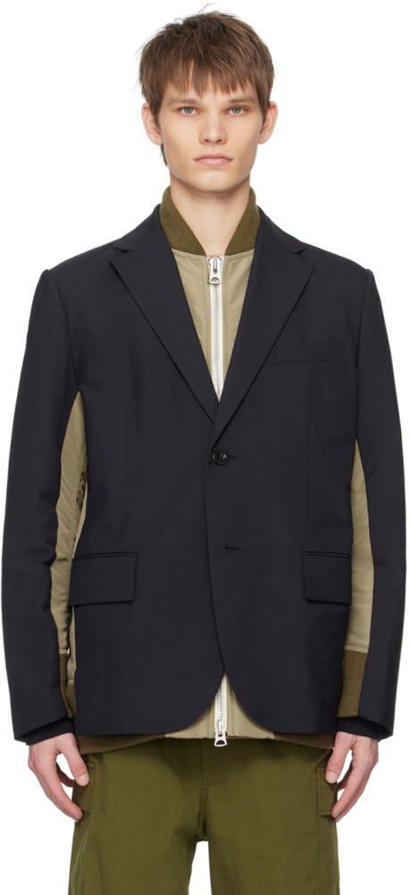 sacai Navy Paneled Blazer Cover