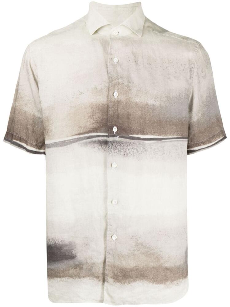 Corneliani abstract-print short-sleeved shirt - Neutrals Cover