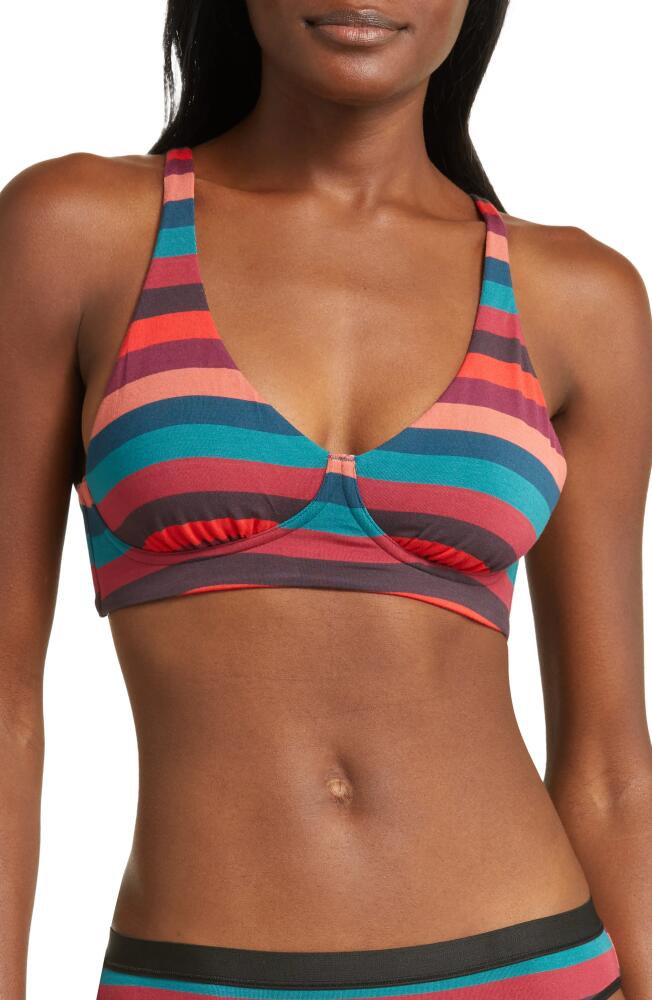 MeUndies FeelFree Longline Bralette in Bright Stripes Cover