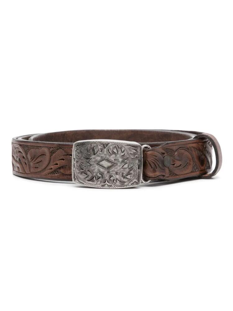 Polo Ralph Lauren Coleman embossed leather belt - Brown Cover