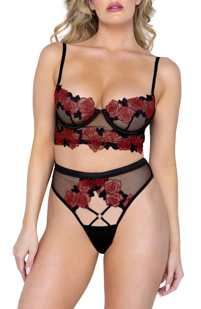 Roma Confidential Rosa Bella Underwire Bra & Thong Set in Black/Red Cover