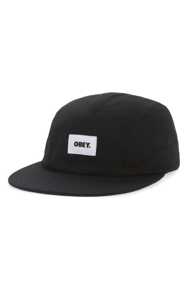 Obey Bold Label Five-Panel Organic Cotton Hat in Black Cover