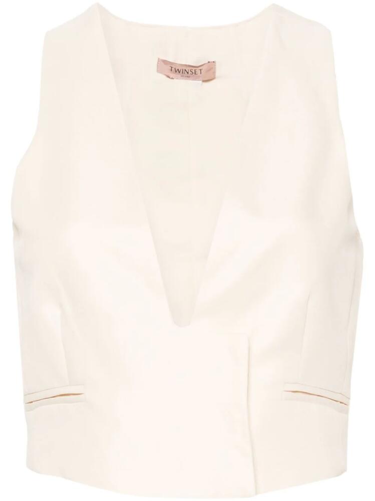 TWINSET slub-texture waistcoat - Neutrals Cover