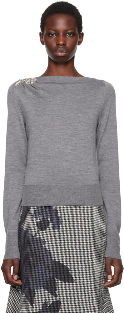 Erdem Gray Drape Knit Detail Sweater Cover