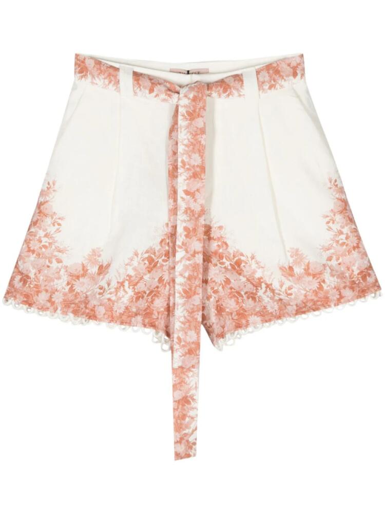 TWINSET floral-print linen shorts - White Cover