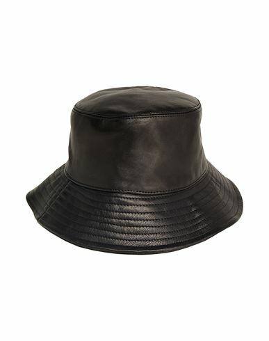 8 By Yoox Leather Unisex Bucket Hat Woman Hat Black Leather Cover