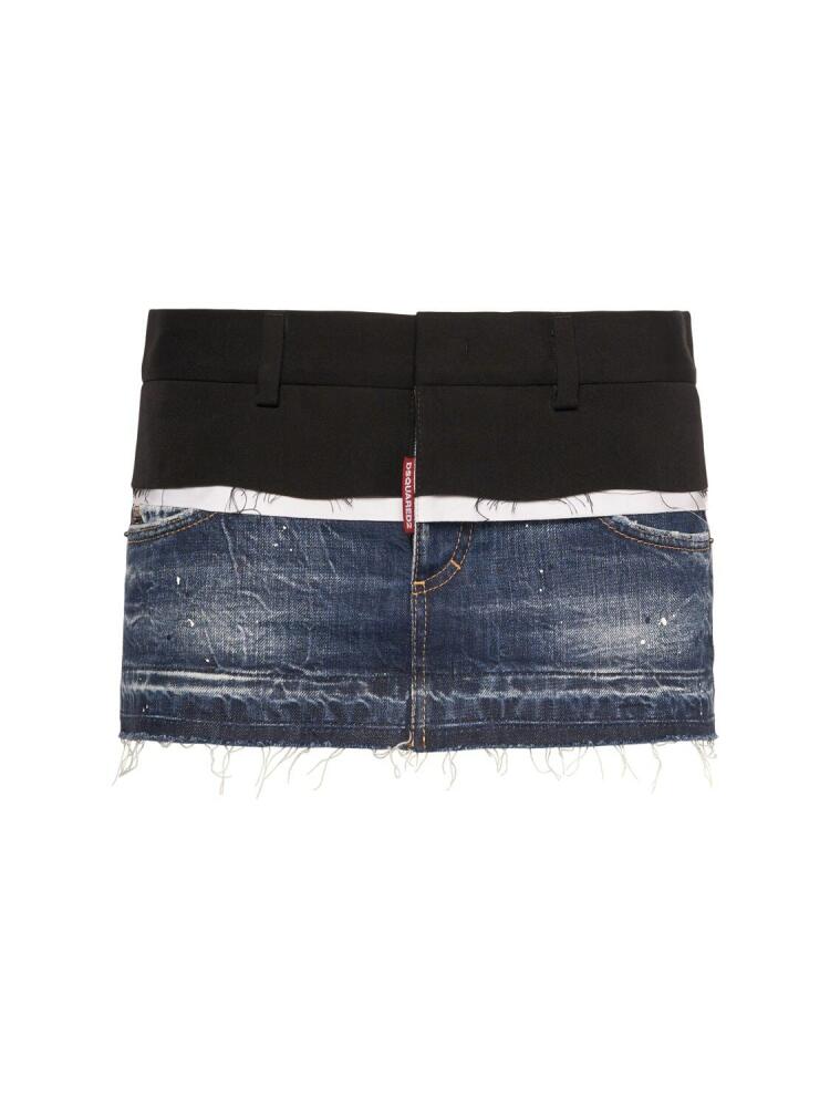 DSQUARED2 Cut That Boy Denim & Canvas Mini Skirt Cover