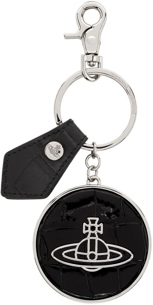 Vivienne Westwood Black & Silver Crocodile Thin Line Orb Keychain Cover