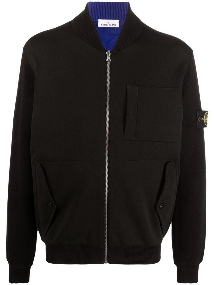 Stone Island Compass-patch zip-up sweatshirt - Black Cover