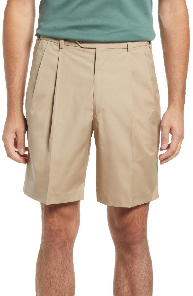 Berle Prime Pleated Poplin Shorts in Tan Cover