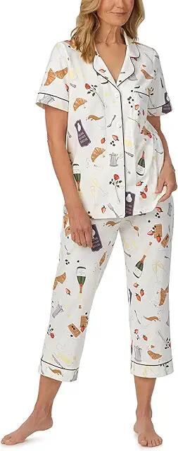 Bedhead PJs Cotton Knit Short Sleeve Cropped PJ Set (Breakfast in Bed) Women's Pajama Sets Cover