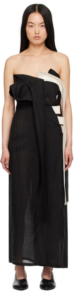 YOHJI YAMAMOTO Black Cinch Midi Dress Cover