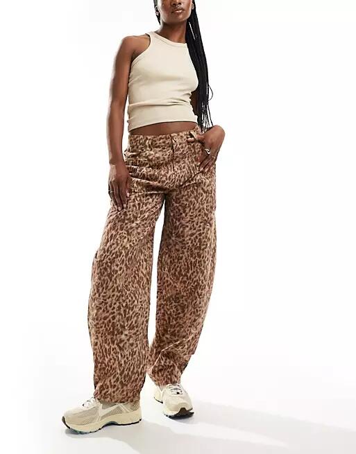 Reclaimed Vintage leopard print barrel leg pants-Brown Cover