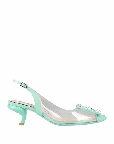 Roger Vivier Woman Pumps Turquoise Soft Leather, Textile fibers Cover