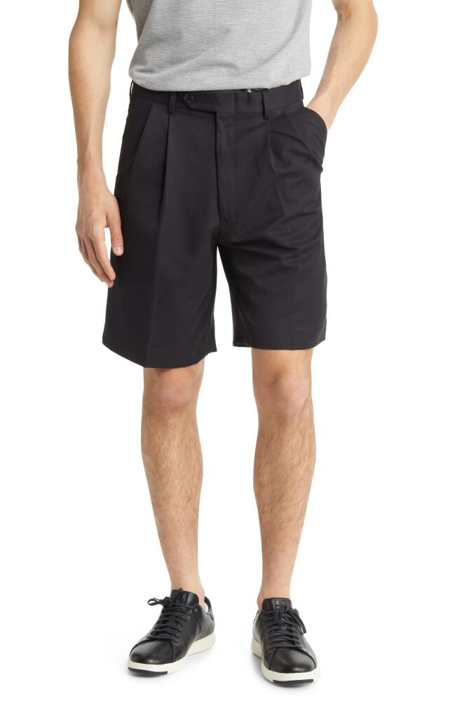 Berle Microfiber Pleated Shorts in Black Cover