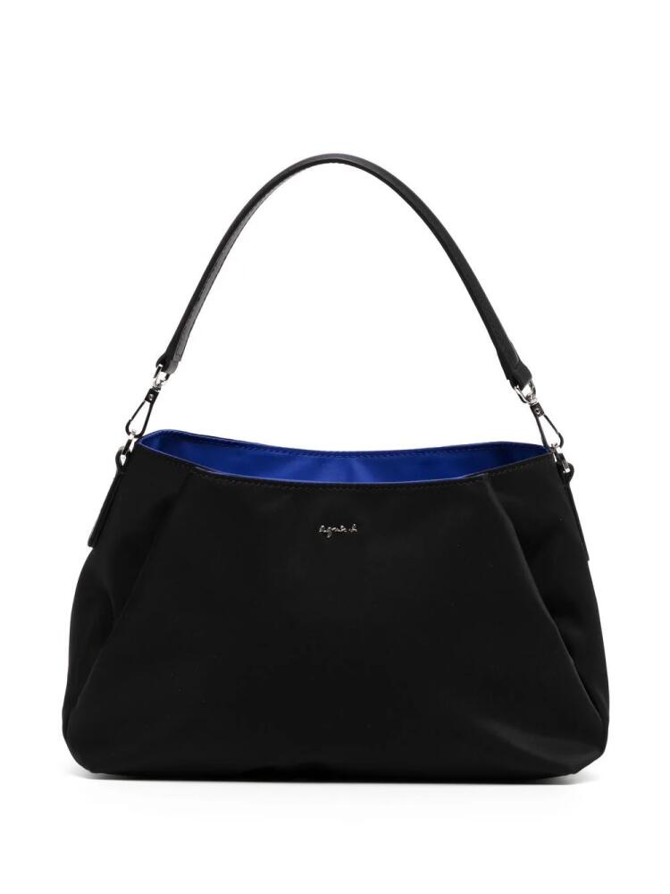 agnès b. logo-plaque satin crossbody bag - Black Cover