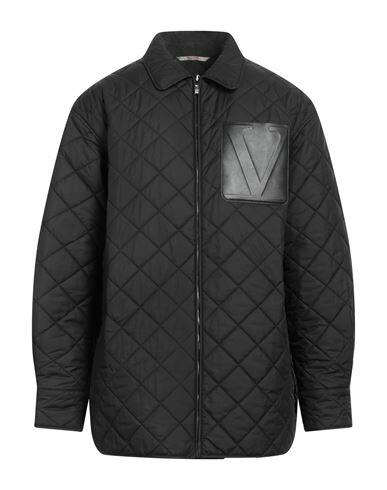 Valentino Garavani Man Jacket Black Polyester, Calfskin Cover